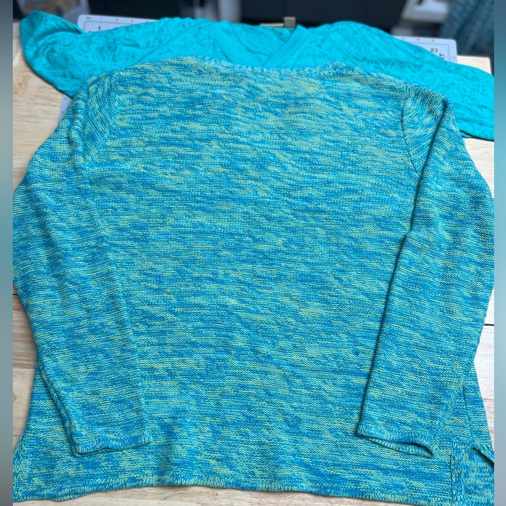 Northcrest Bundle of Teal Tops Sweater & Lightweight Hoodie Bundle Sz xl & Sz 2x - Picture 8 of 15